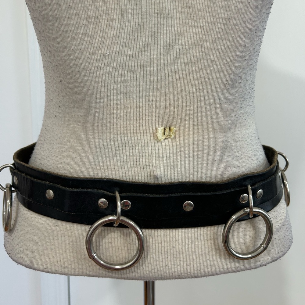 Tripp NYC Black Belt with Silver Rings